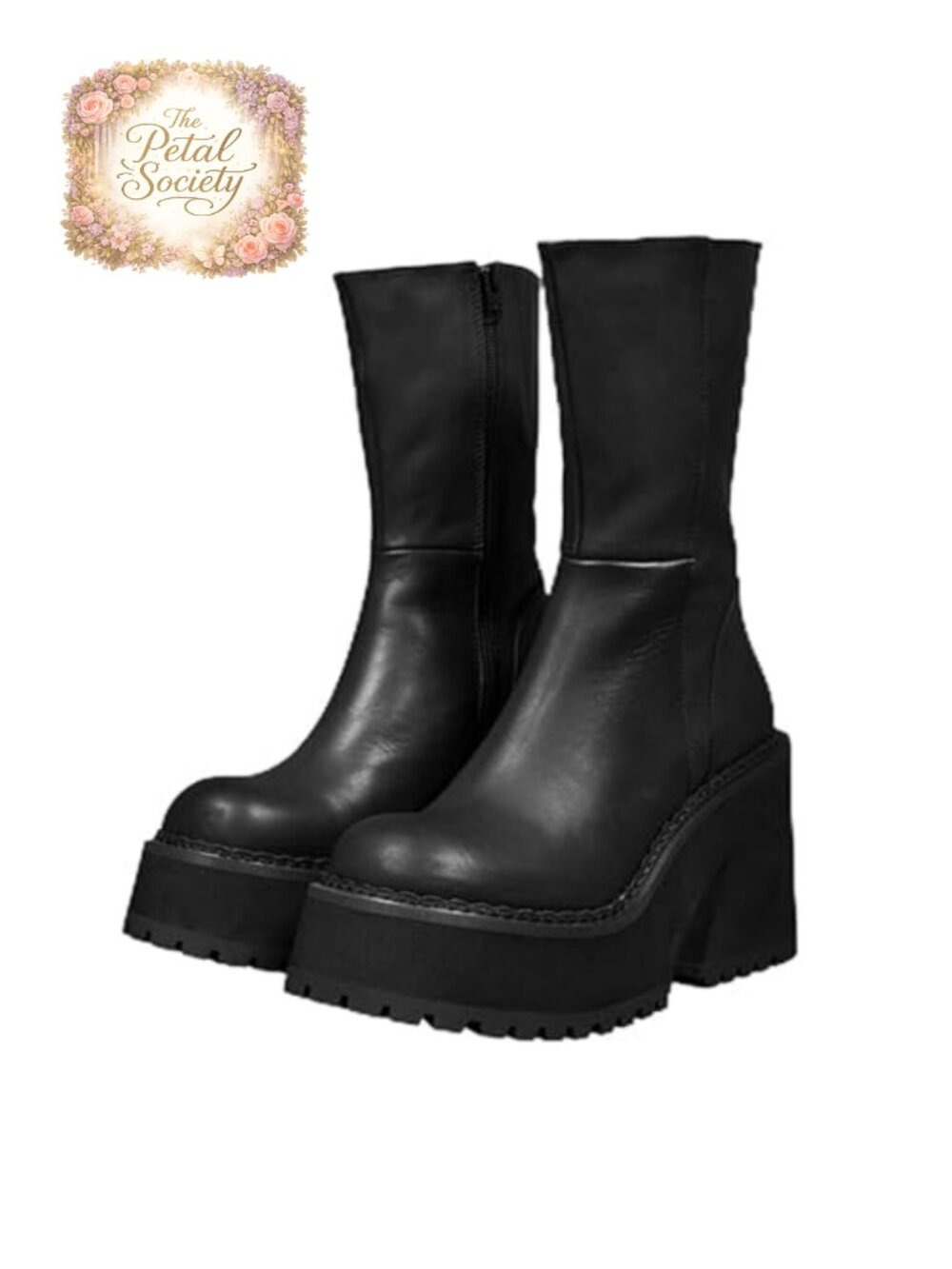 Women's Platform Ankle Boots Chunky Goth Punk Booties Synthetic Leather